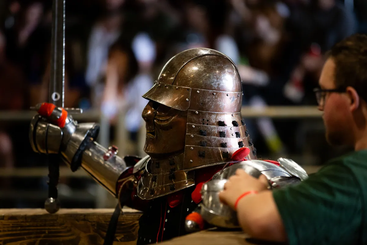 Reavers fighter in a great helm at the list